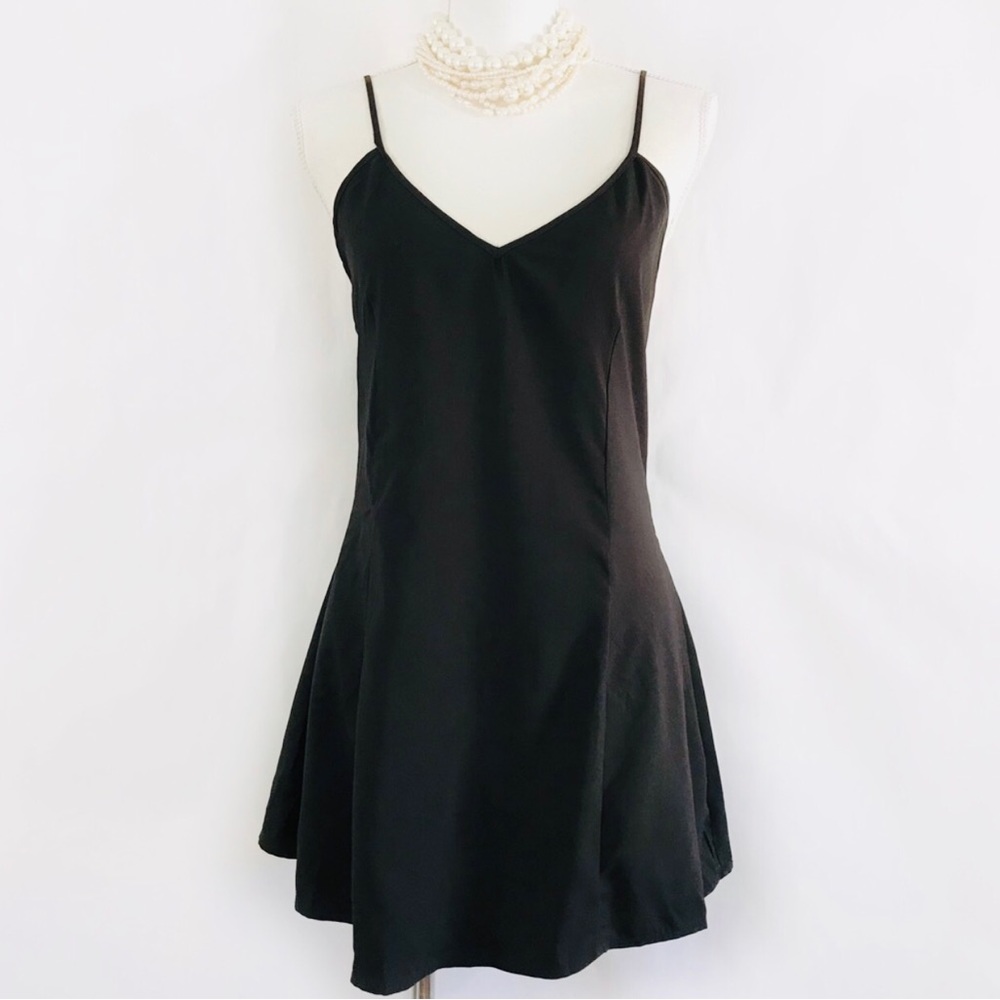 KARINA GRIMALDI Little Black Slip Dress Spaghetti Straps